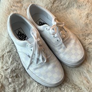 White Checkered Vans